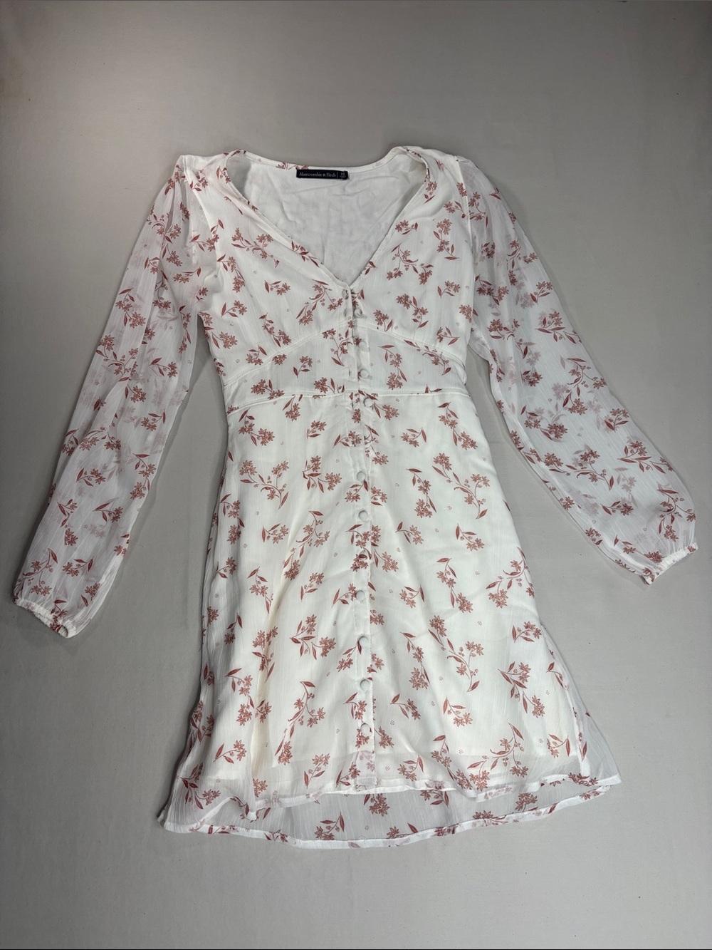 Abercrombie & Fitch White Mini Dress with Dusty Rose Floral Print